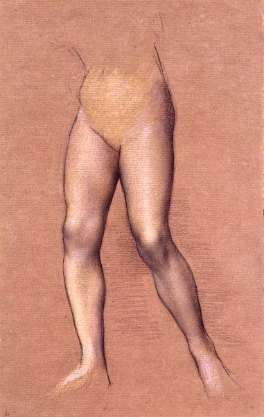 Figurstudie (kritt på papir) av Evelyn De Morgan