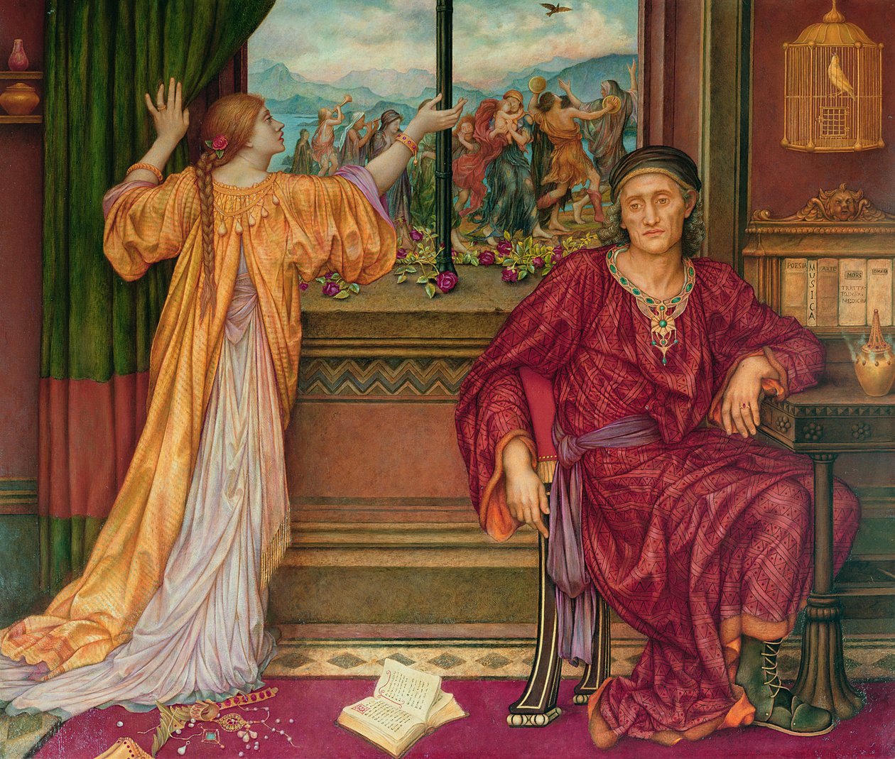 La cage doree - The Gilded Cage , av De Morgan, Evelyn (1855-1919). Olje på lerret, Mellom 1900 og 1919. Watts Gallery av Evelyn De Morgan
