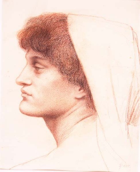 Profil av et kvinnelig hode av Evelyn De Morgan