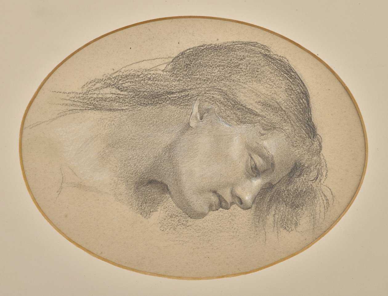 Studie for månestråler som dypper ned i havet (blyant) av Evelyn De Morgan
