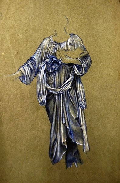 Study for the Third Standing Winged Angel (svart-hvitt fargestift på papir) av Evelyn De Morgan