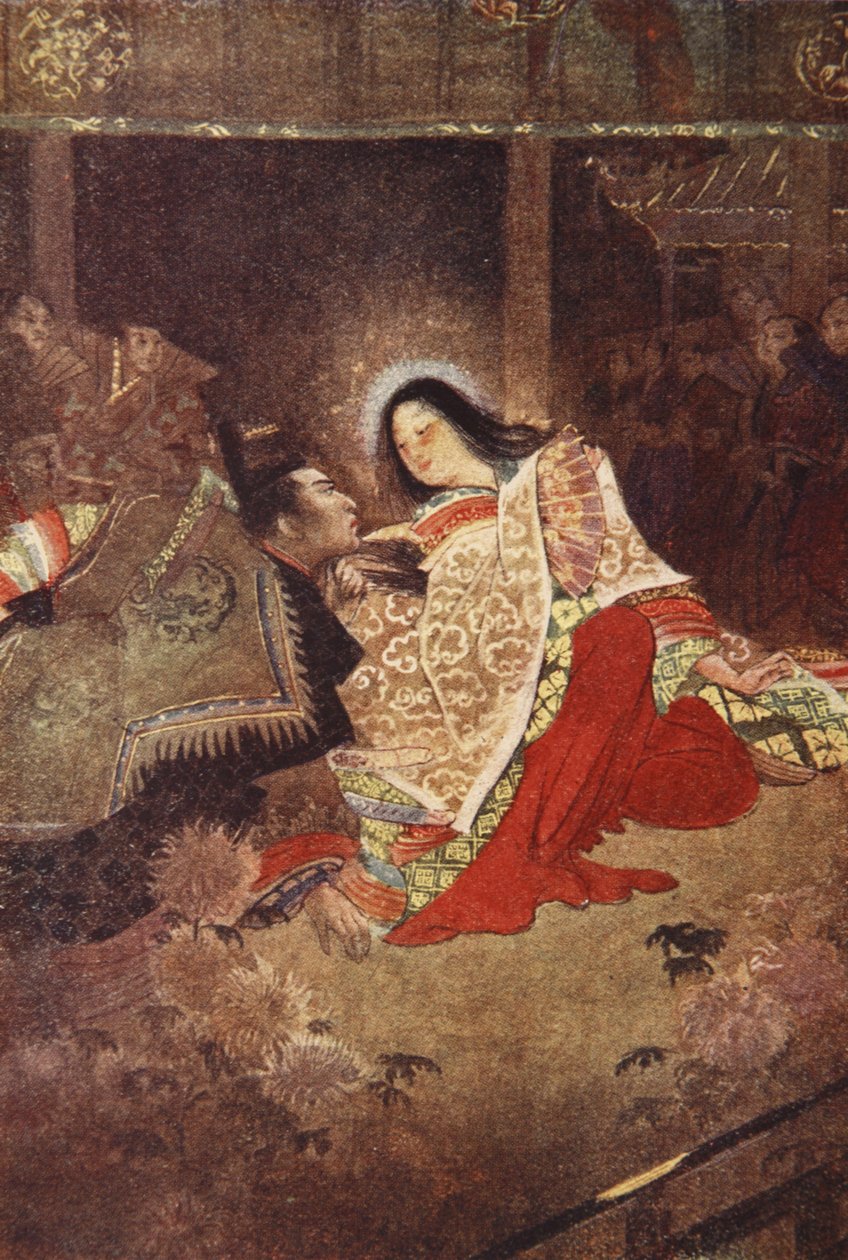 The Mikado and the Jewel Maiden, illustrasjon fra 'The Myths and Legends of Japan' av F Hadland Davis av Evelyn Paul
