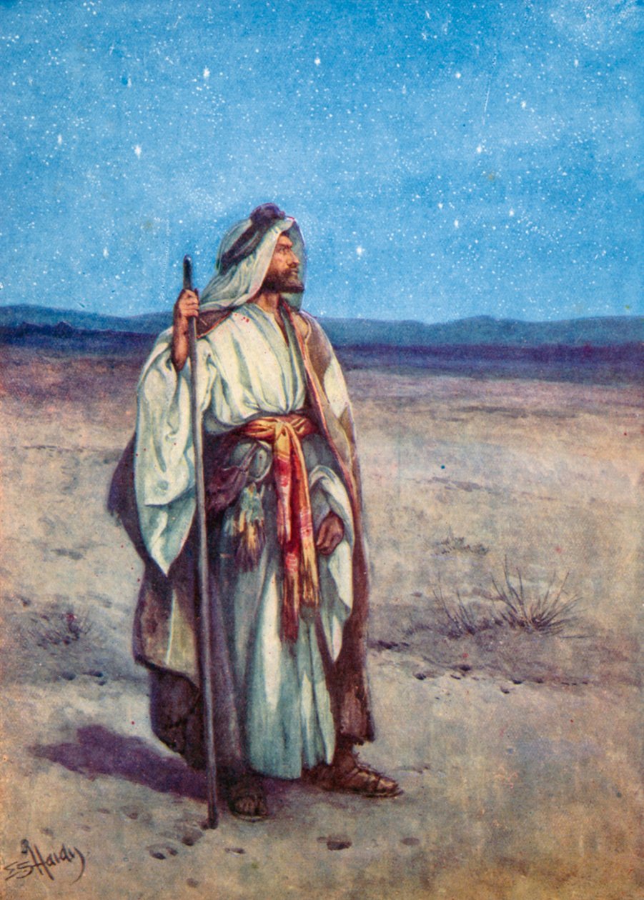 Abraham og stjernene (fargelitografi) av Evelyn Stuart Hardy