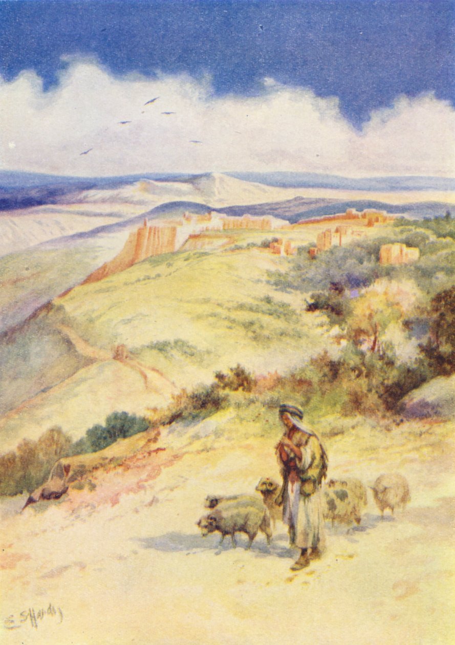 David Gjetergutten (fargelitografi) av Evelyn Stuart Hardy