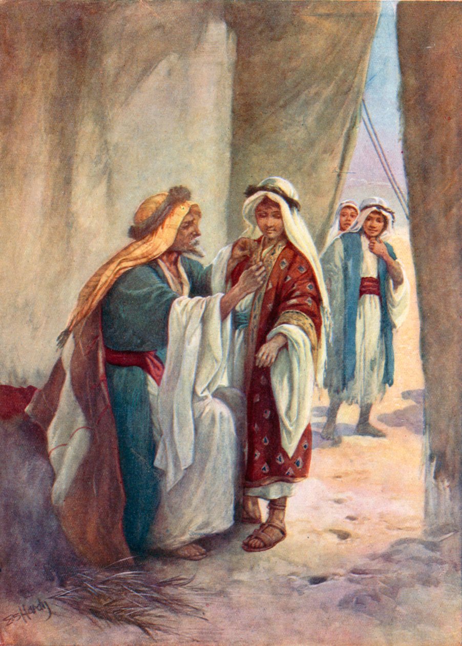 Josef i sin fars telt (fargelitografi) av Evelyn Stuart Hardy