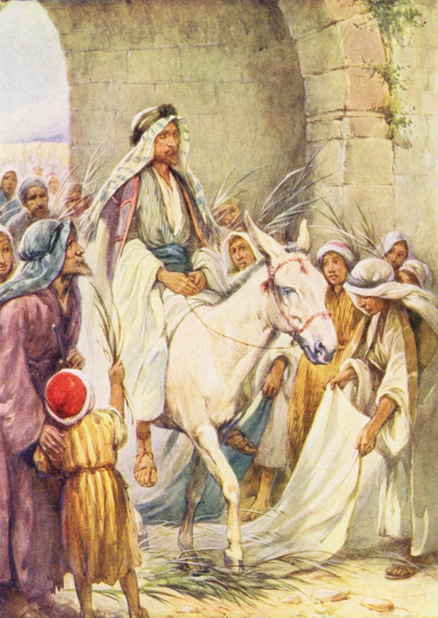 Barnas velkomst til Jesus (fargelitografi) av Evelyn Stuart Hardy
