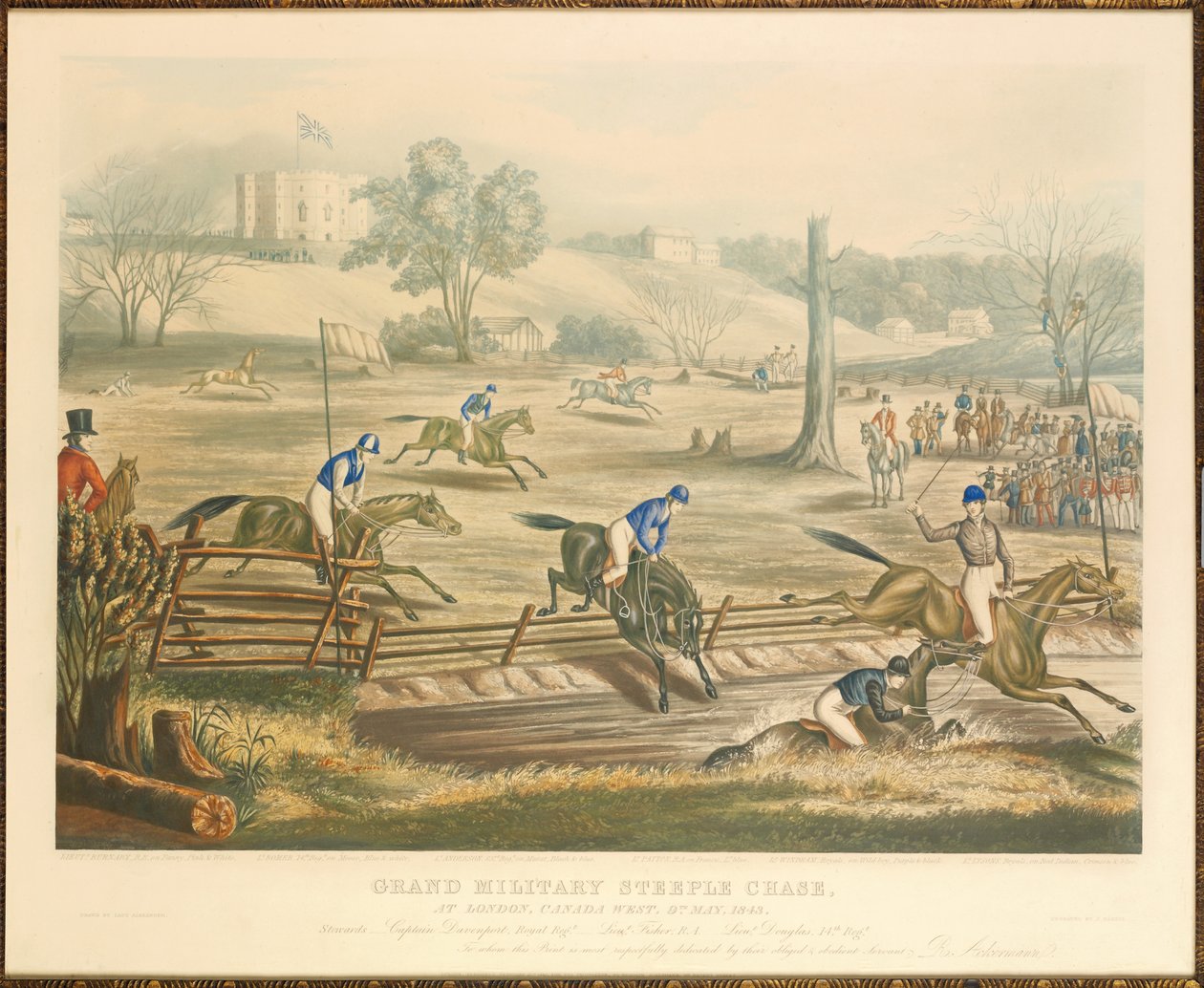 Grand Military Steeple Chase, i London, Canada West, 9. mai, 1843, gravert av J. Harris, 1845 av Evelyne Marie Alexander