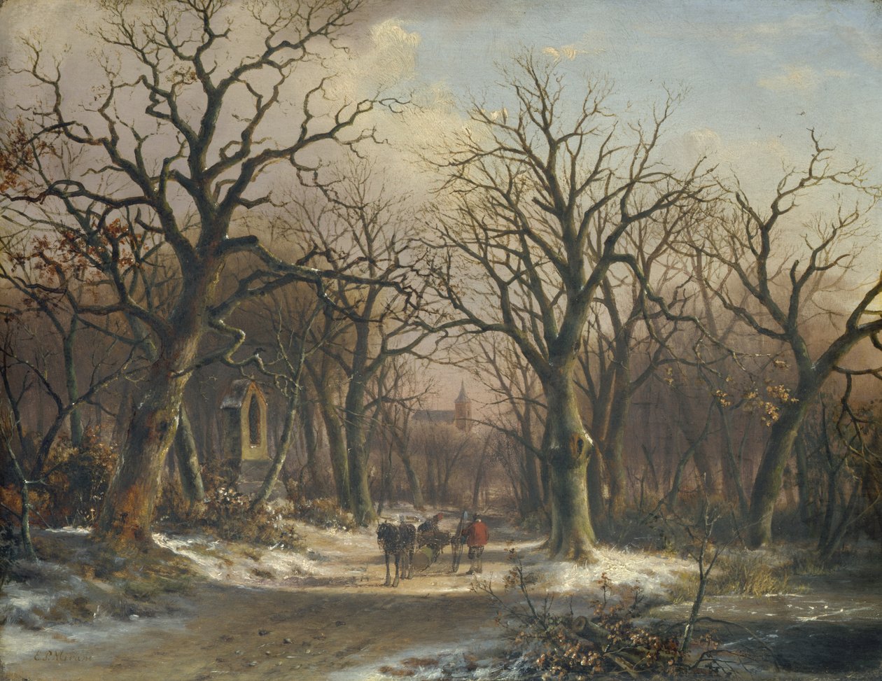 Vinterlandskap av Everadus Benedictus Mirani
