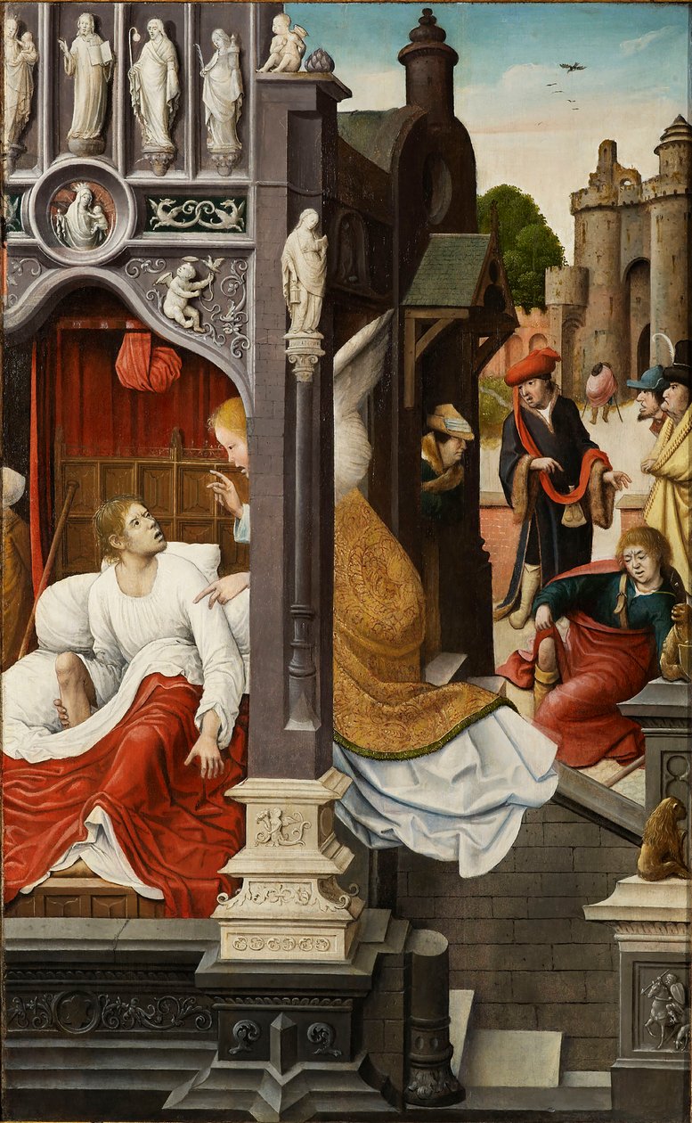 Scene fra livet til Saint Roch, 1517. av Everaert Orley
