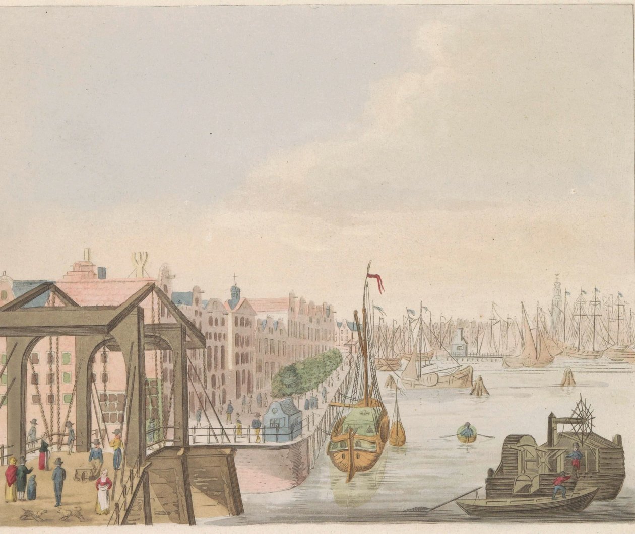 Eksteriør i Amsterdam, ca. 1810-1813 Vue du Buitenkant le long de l