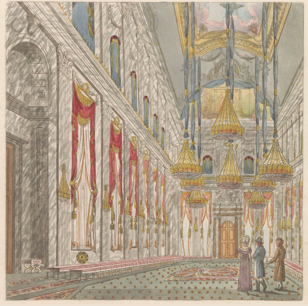Interiør av det kongelige slott på Dam-plassen, ca. 1810-1813 Vue de l