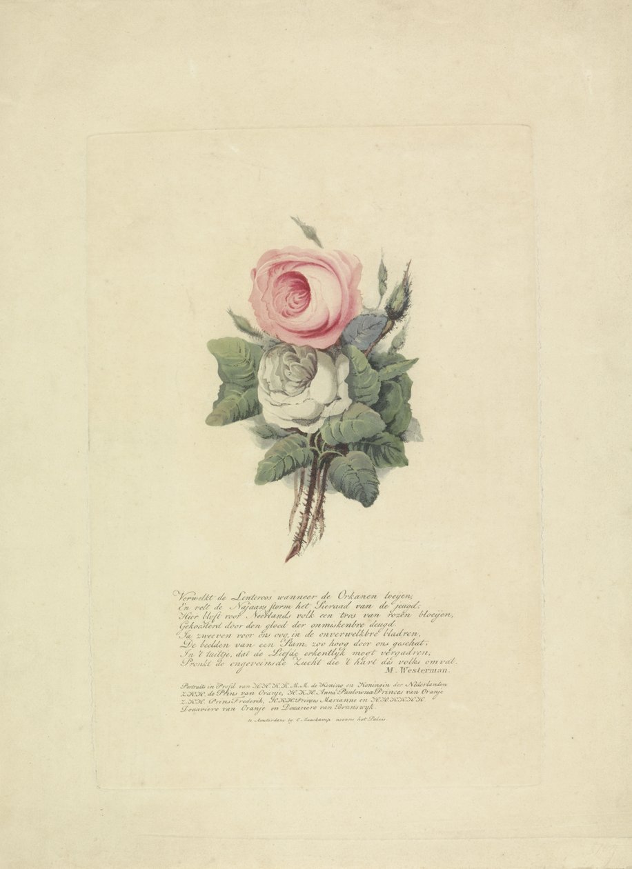 Roser med silhuettene til kongefamilien, 1816 av Evert Maaskamp