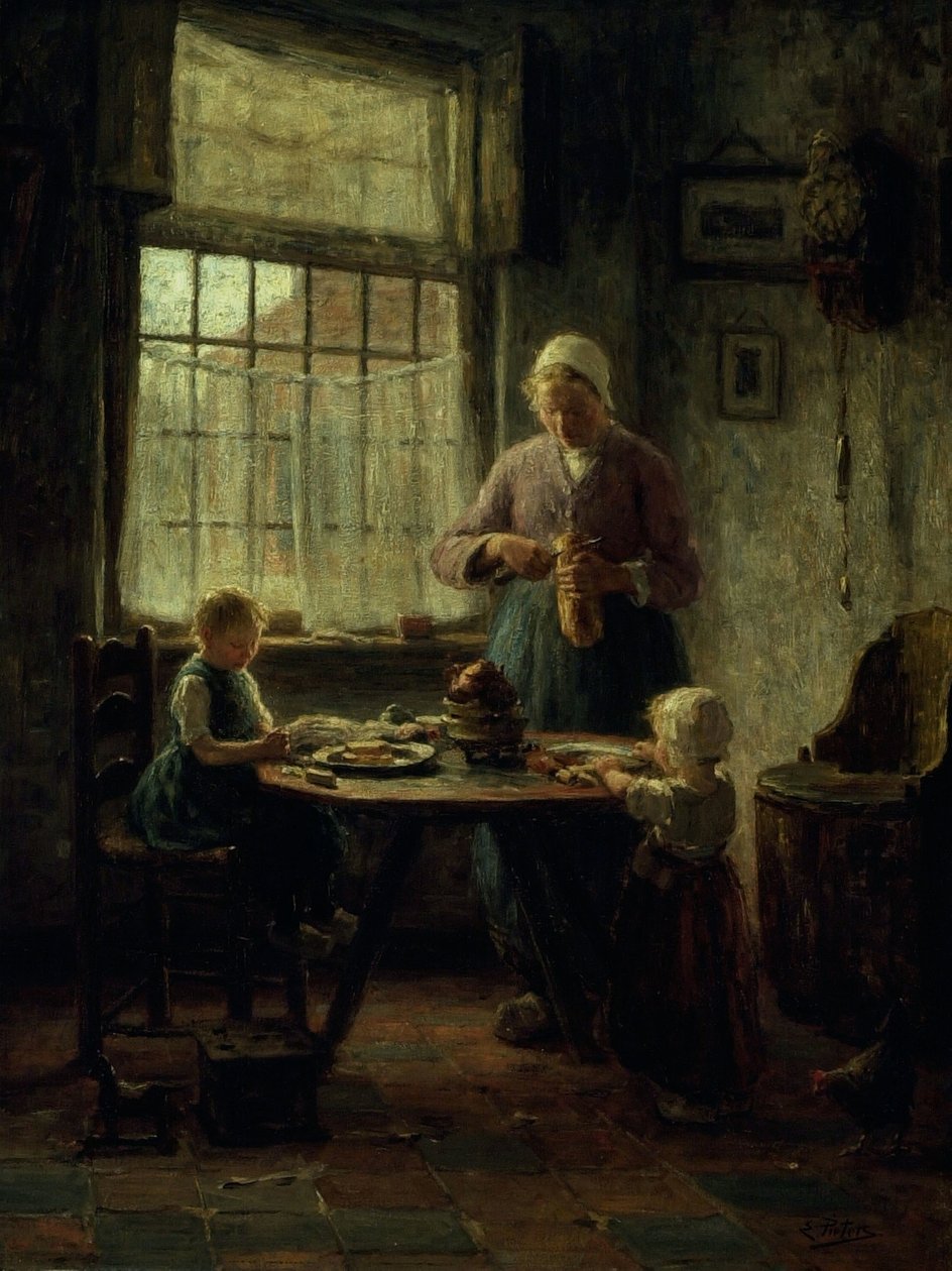 A Family Meal, ca. 1890 (olje på lerret) av Evert Pieters