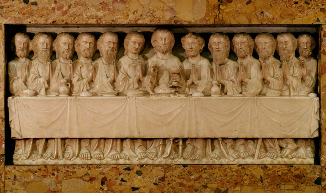 The Last Supper, ca. 1340 (se også 252649) (marmor) av Evrard d