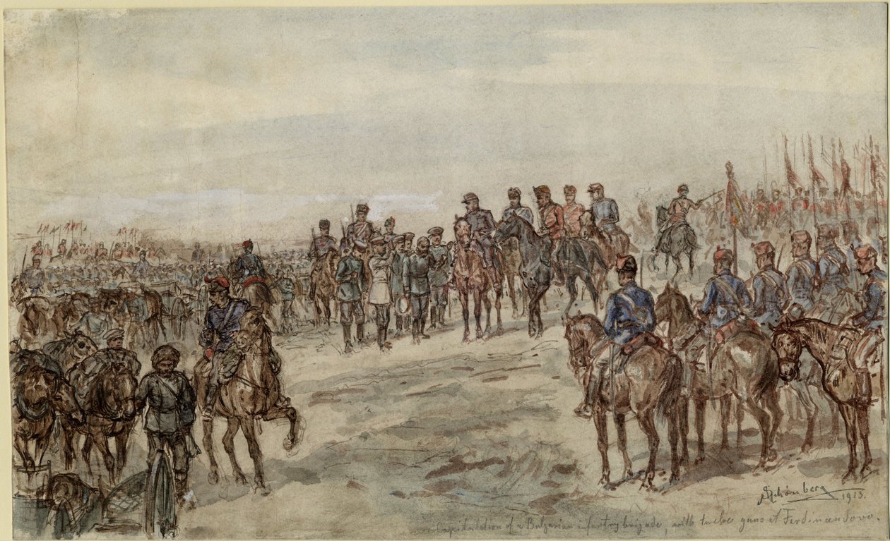 Kapitulasjon av en bulgarsk infanteribrigade med tolv kanoner ved Ferdinandovo av Ewald Schönberg