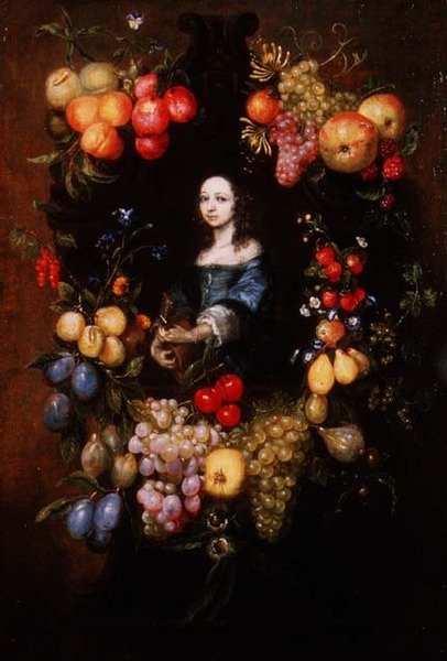 Portrett av en ung dame som spiller gitar (panel) av Eykens or Ijkens Catharina Ykens