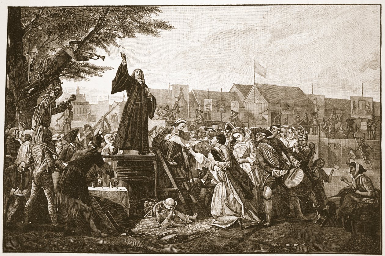 Whitefield preaching in Moorfields, illustrasjon fra 