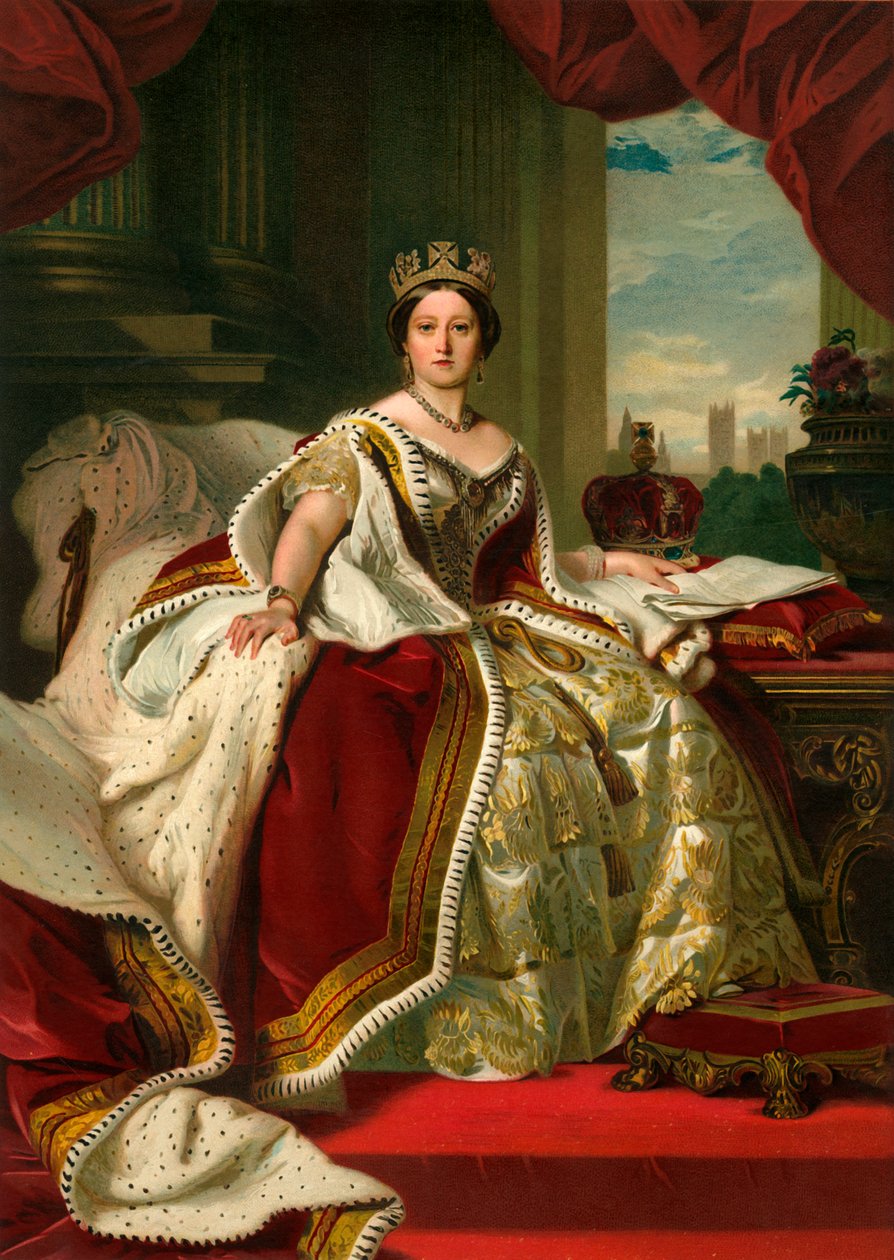 Hennes Majestet Dronningen i hennes statskåper, 1859, c1897 av Eyre and Spottiswoode