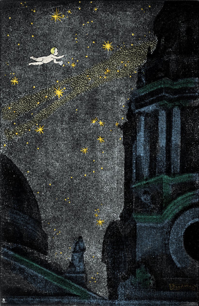 Illustrasjon til romanen "Peter Pan" av Sir James Matthew Barrie (JM eller JM Barrie av Ezio Anichini