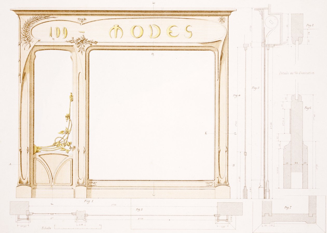 Design for en motebutikk, illustrasjon fra 