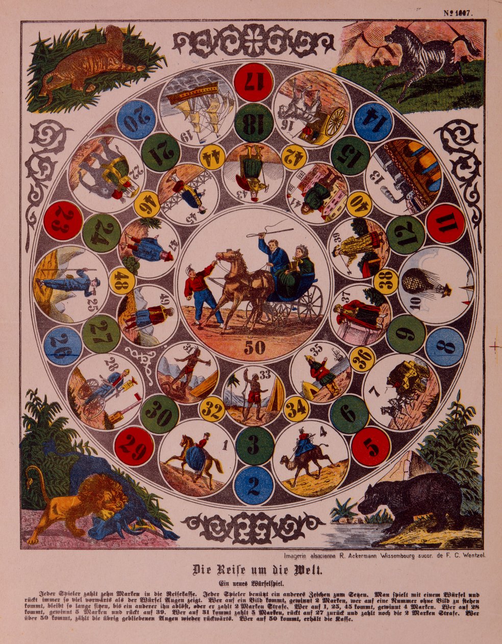 Game of Voyage Around the World, utgitt av Ackermann, Wissembourg av F. C. Wentzel