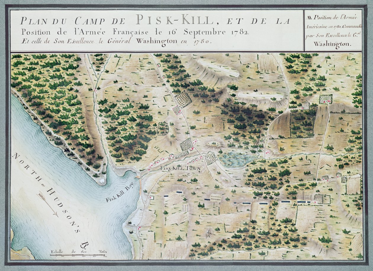 Kart over Fisk-Kill og posisjonen til den franske hæren i 1782, fra 