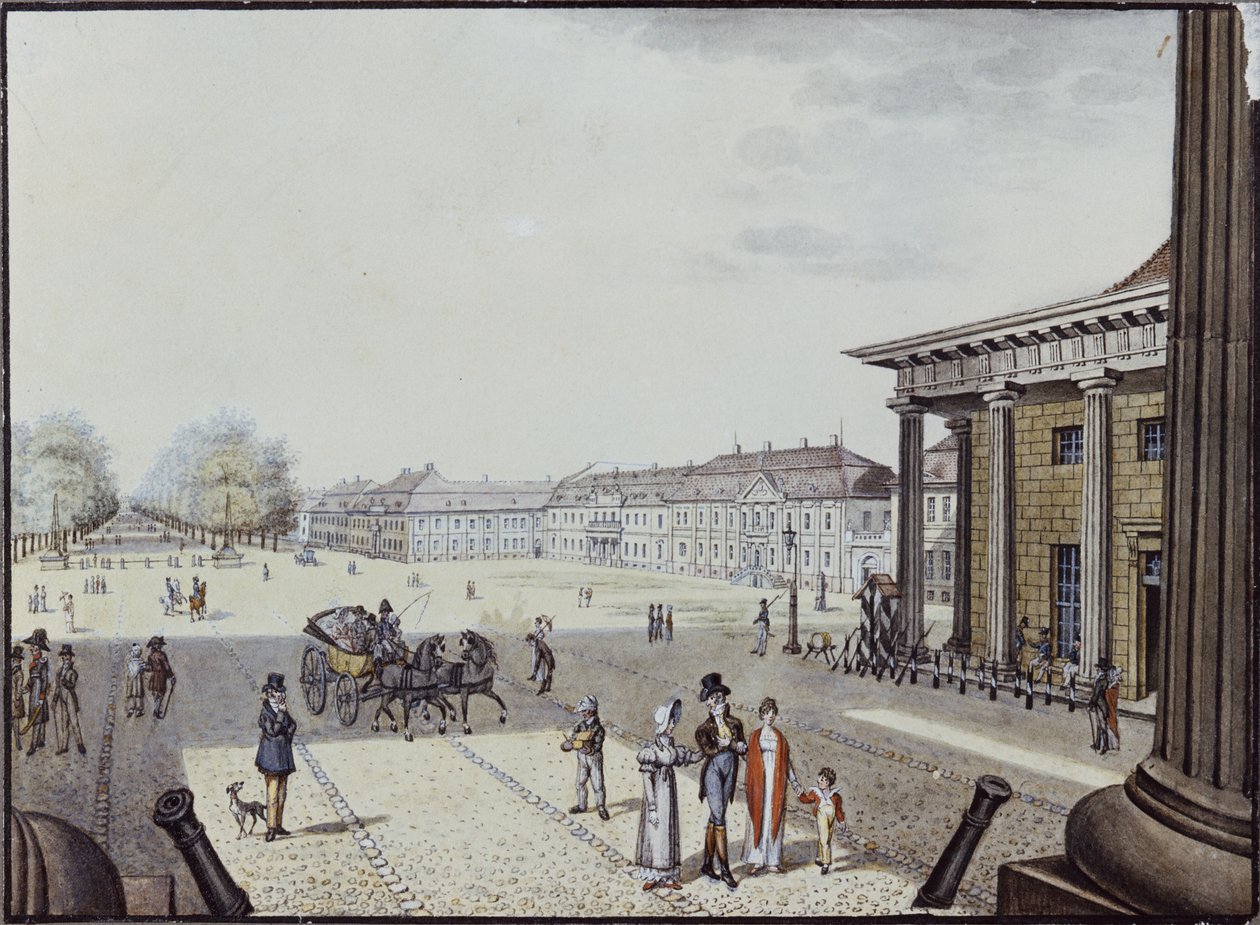 Paris-plassen, Berlin (penn og blekk og wc på papir) av F.A. Calau