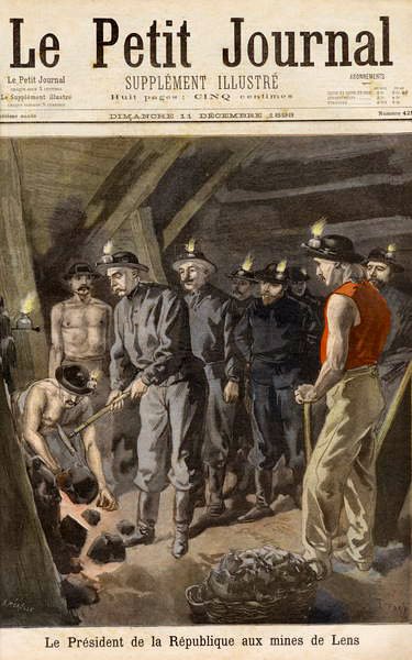 Felix Faure (1841-99) Republikkens president, i gruvene ved Lens, fra Le Petit Journal, 11. desember 1898 av F.L. and Tofani, Oswaldo Meaulle