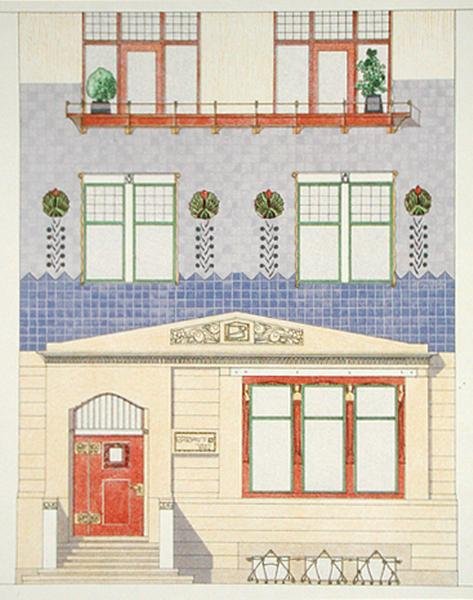 Design for fasaden til et tysk byhus, tidlig på 1900-tallet, fra 