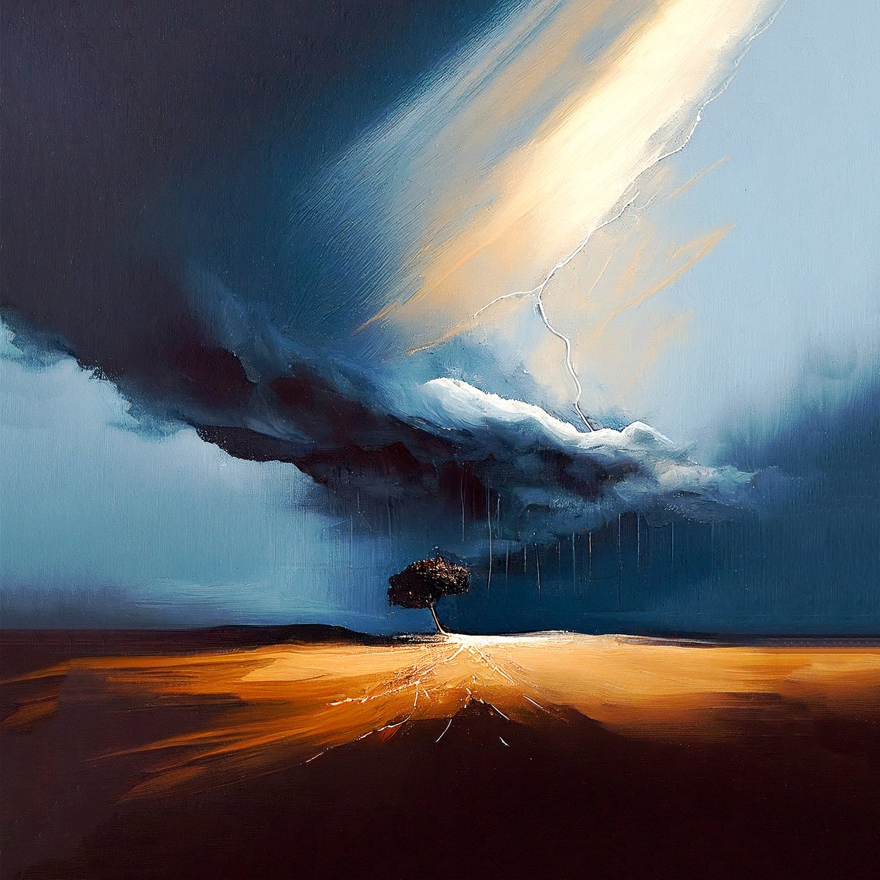Abstrakt oljelandskapsmaling, John Singleton-stil, utskrivbar digital kunst av F. Abderrahim