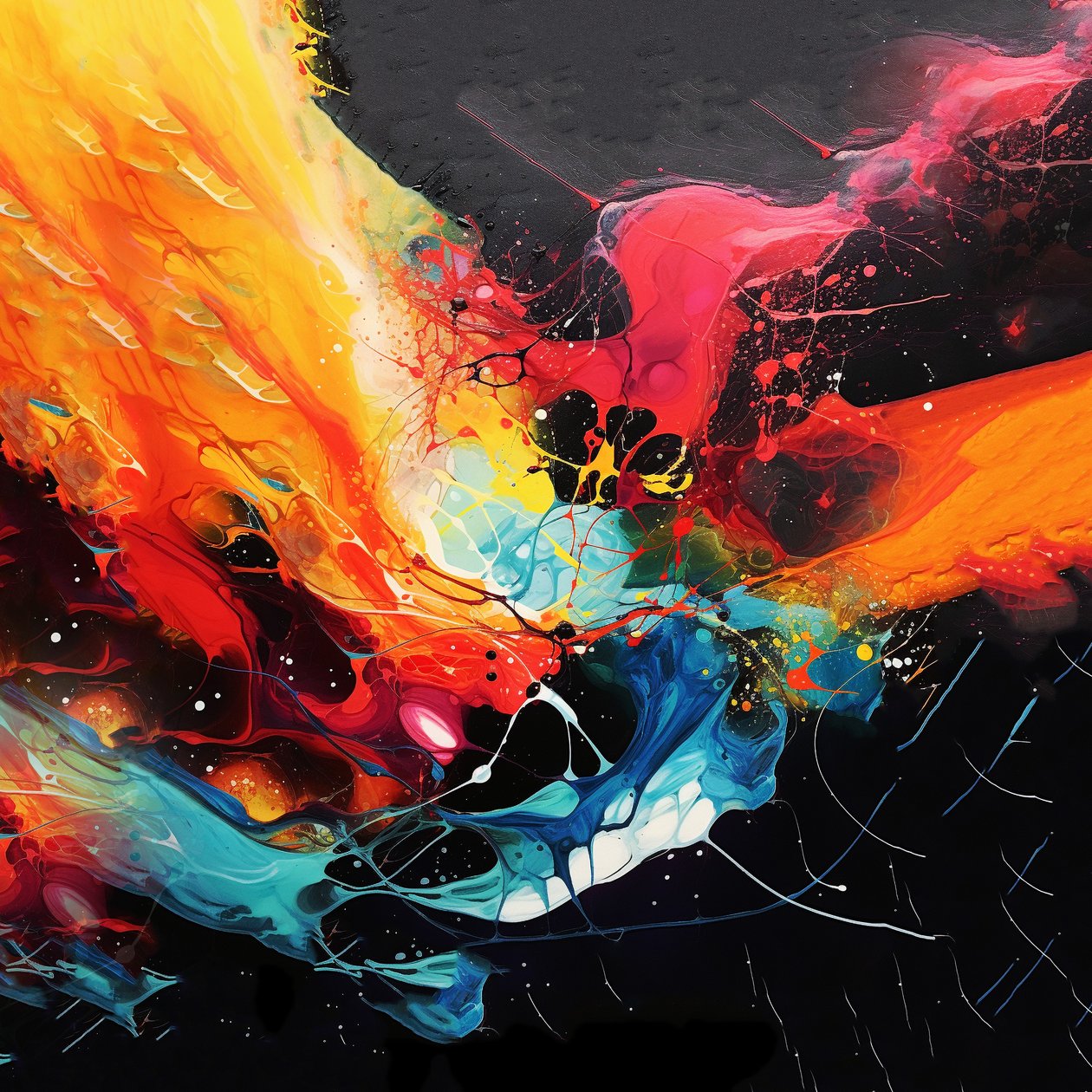 Abstrakt akrylmaleri, stueveggdekorasjon, print on demand av F. Abderrahim