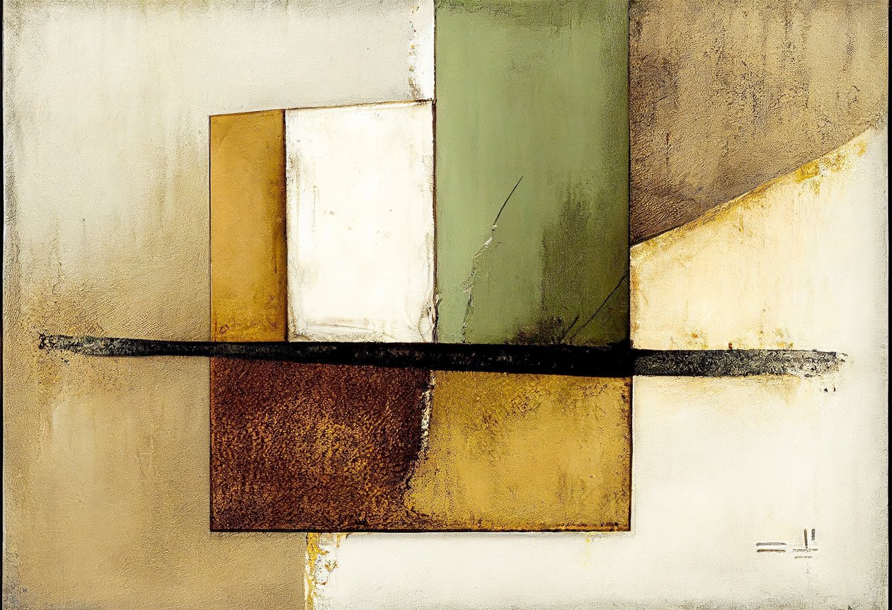Geometrisk abstrakt kunstkomposisjon, veggkunsttrykk av F. Abderrahim