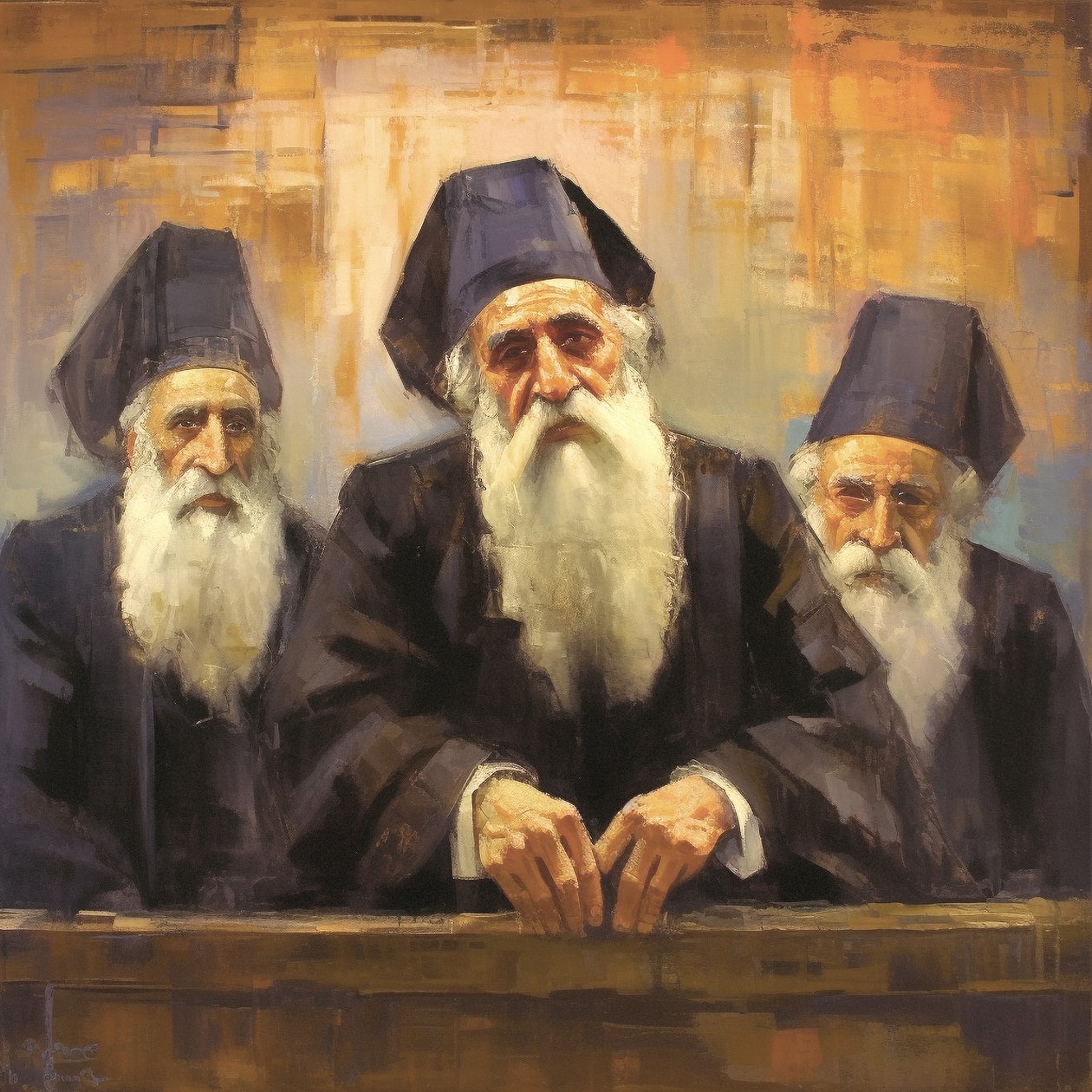 Portrettmaleri av en religiøs eldste fra presteskapet, lerretstrykk av F. Abderrahim