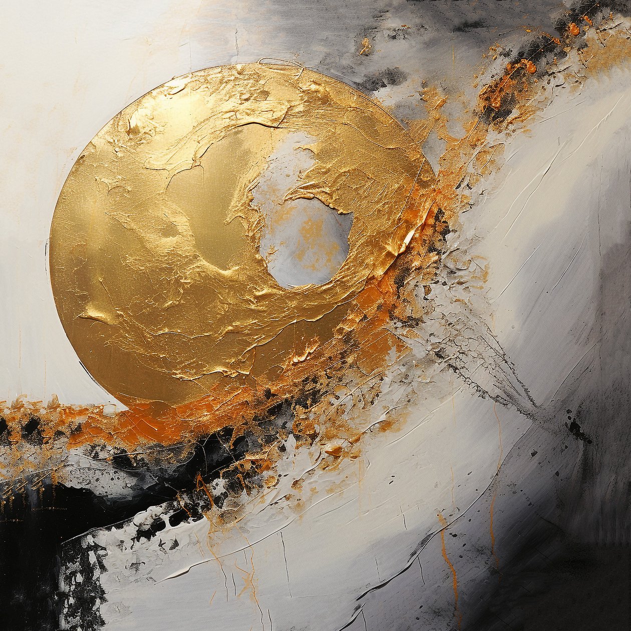 Sølv og gylden kunst Maleri, digital kunsttrykk av F. Abderrahim