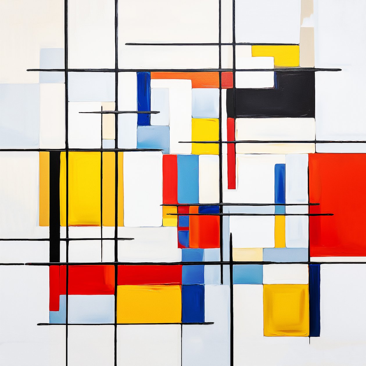 abstrakt Piet Mondrian malestil, stueveggdekorasjonside av F. Abderrahim