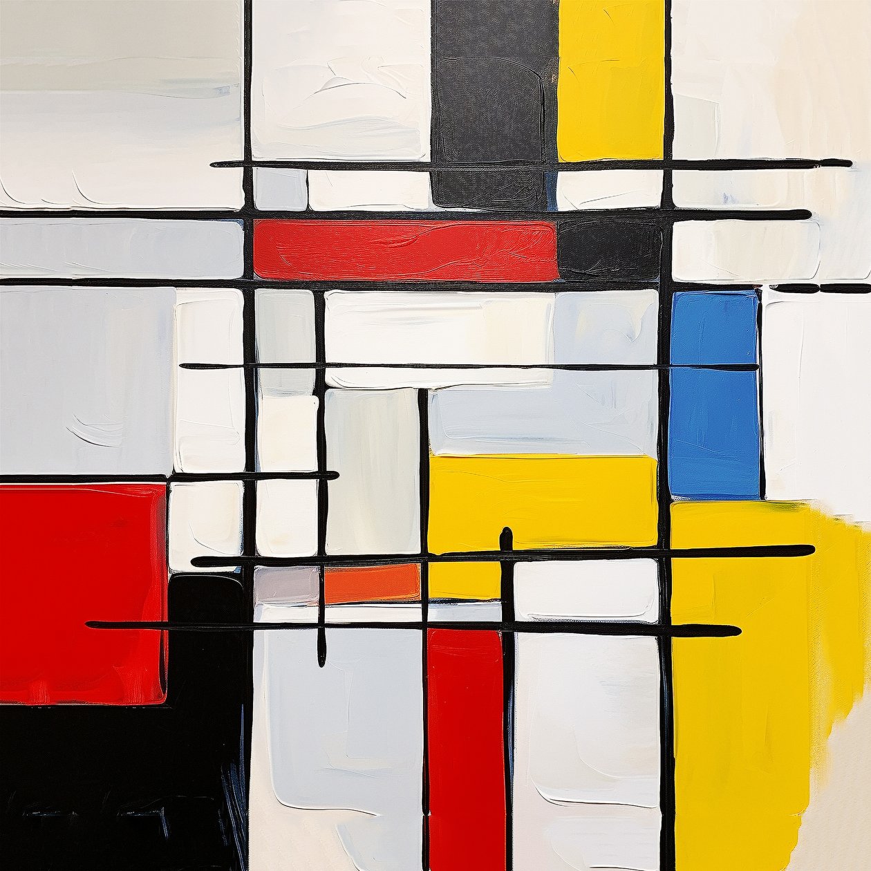 abstrakt Piet Mondrian malestil, stueveggdekorasjonside av F. Abderrahim