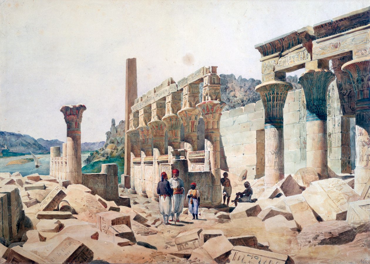 Temple of Venus Athor, Philae, 1800-tallet av F. H. Naudin