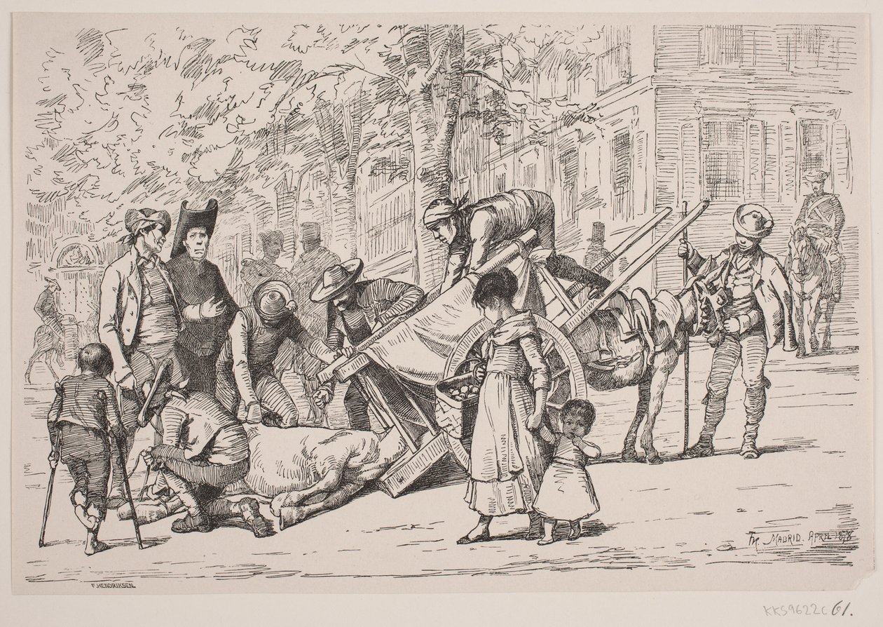 Gatebilde fra Madrid av F. Hendriksen