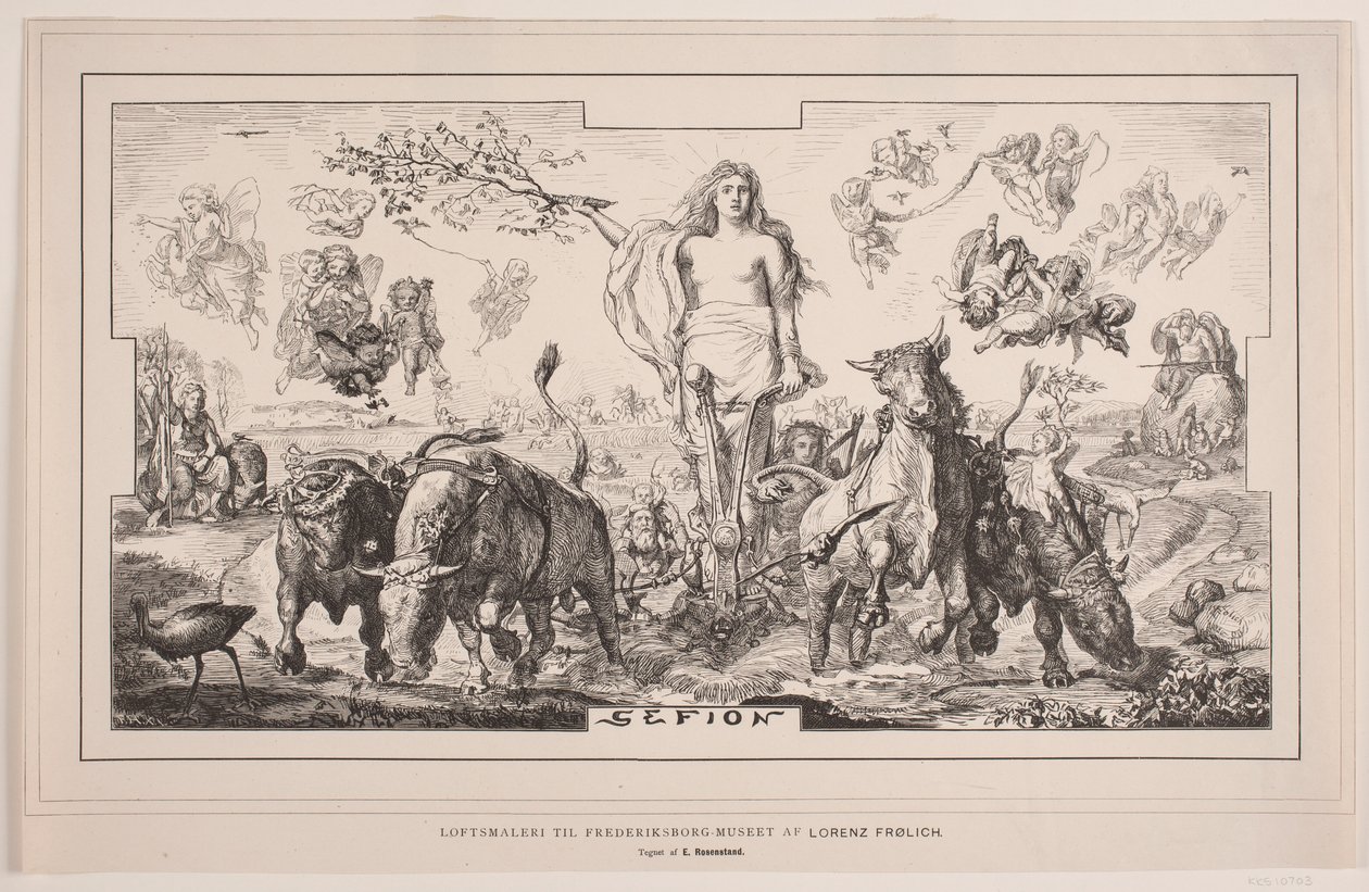 Gefion, takmaleri for Frederiksborgmuseet av Lorenz Frølich av F. Hendriksen