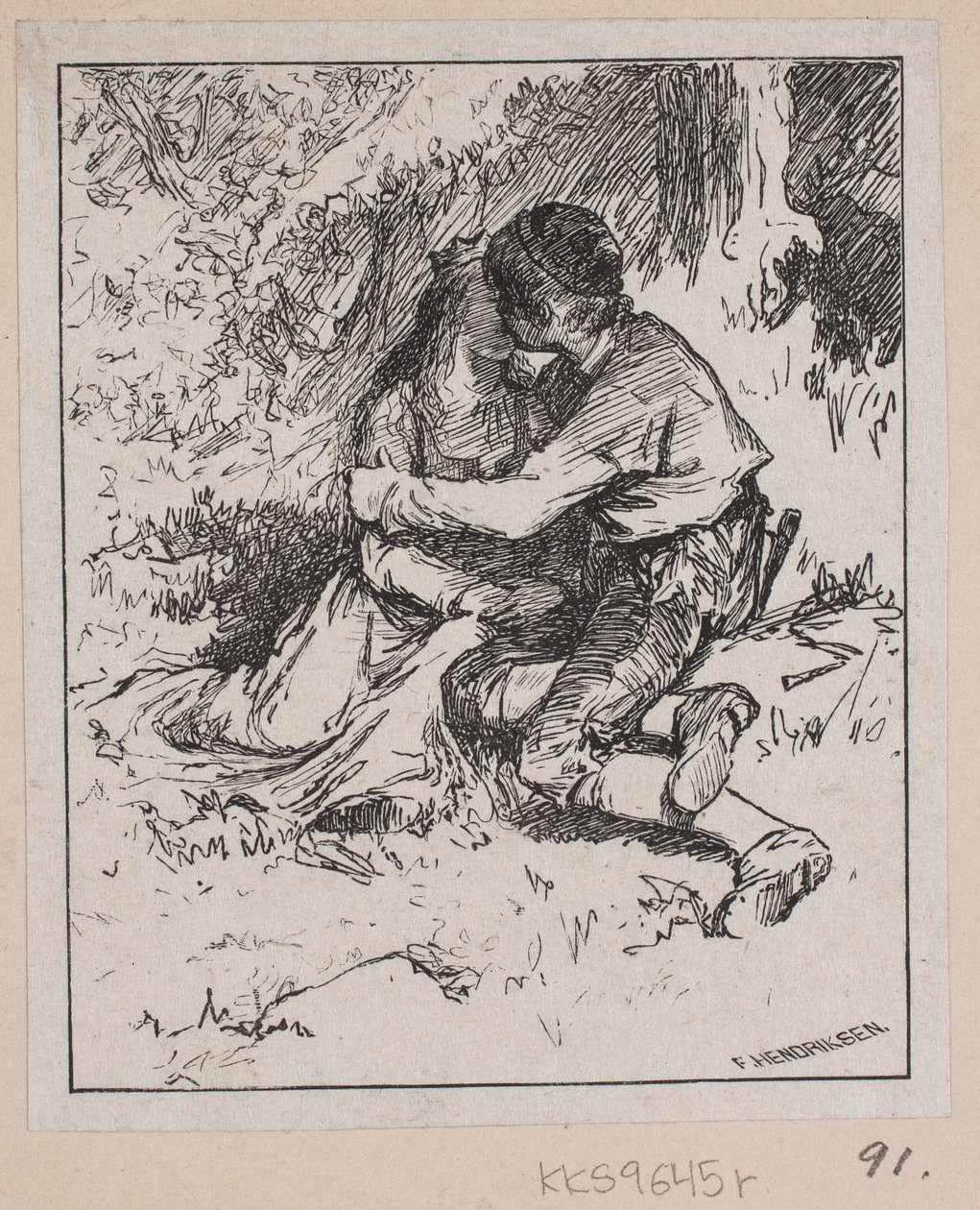 Illustrasjon for "Gæte Kongens Harer" av F. Hendriksen