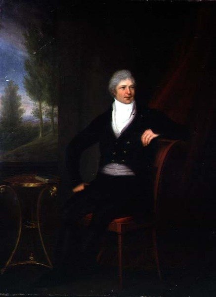 Portrett av en sittende herre ved et vindu av F. Landsberg