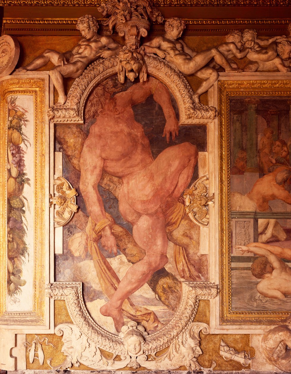 Fresker og stukkatur i Francis I sitt galleri i Chateau de Fontainebleau (et verdensarvsted av UNESCO av F. and Rosso Fiorentino G. Primaticcio