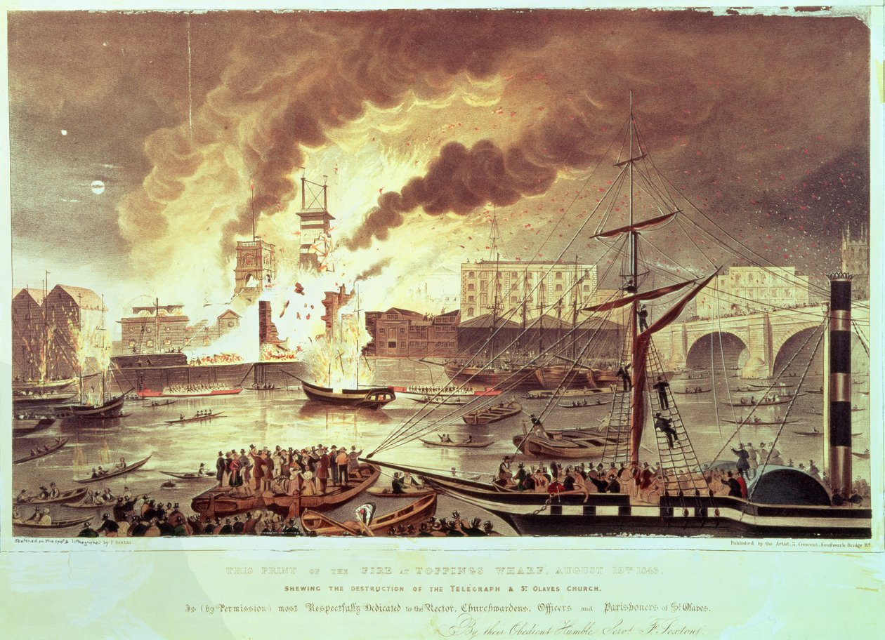 Toppings Wharf Fire, 1843 av F. Sexton