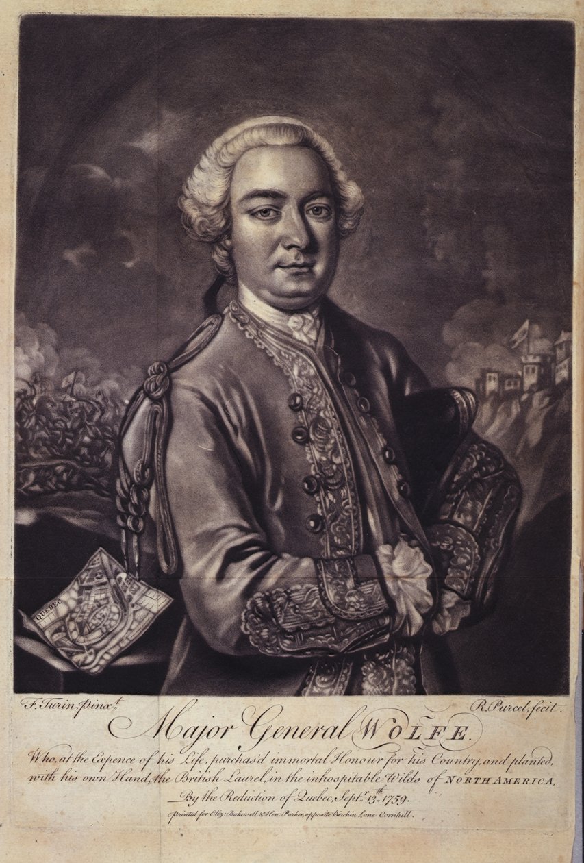 Generalmajor Wolfe (1727-59) fra "The Life of General James Wolfe...", av Sir John Pringle av F. Turin