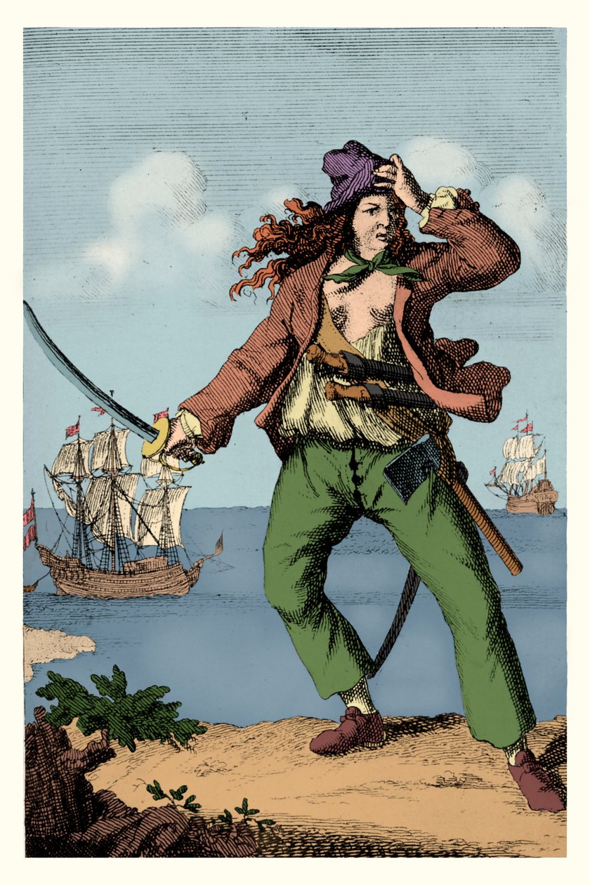 Mary Read - engelsk kvinnelig pirat (gravering) av F. Wentworth
