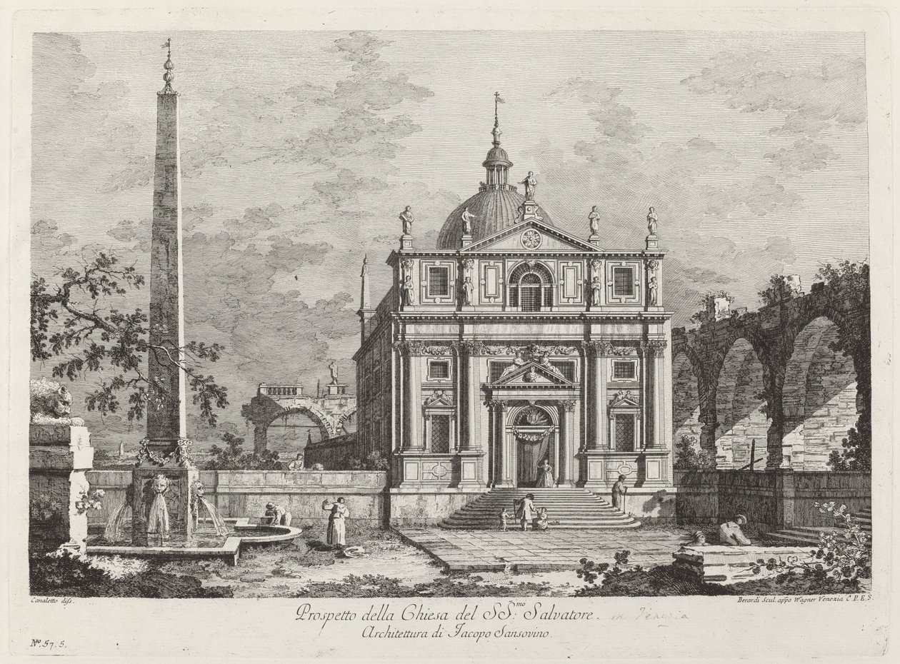 Prospekt fra Church of SS. Frelser av Fabio Berardi after Canaletto