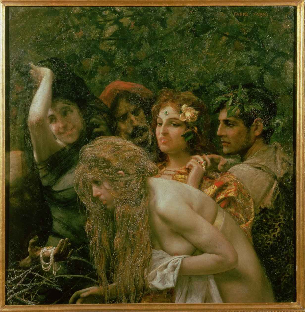 Selling the Slave Girl (olje på lerret) av Fabio Fabbi