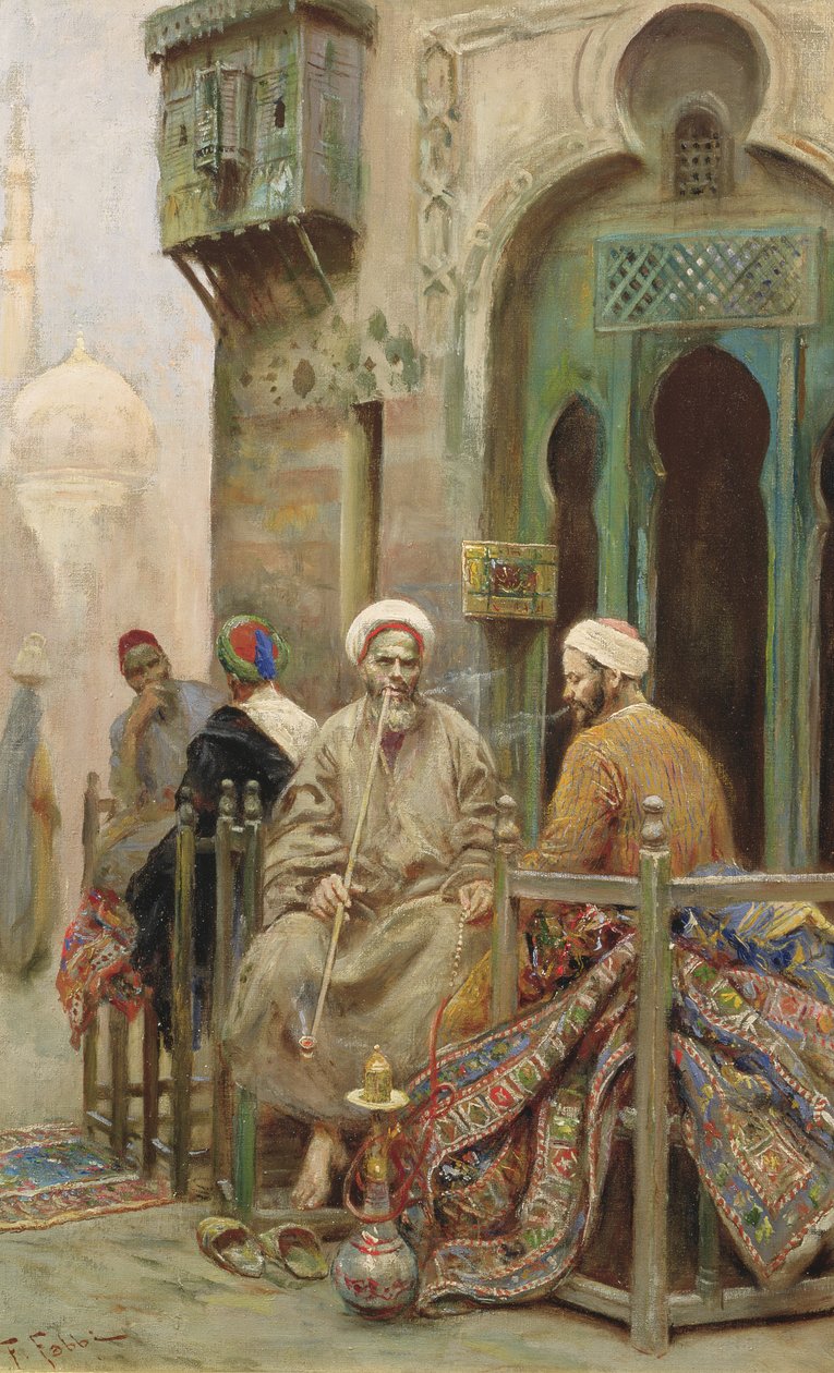 The Afternoon Smoke, ca. 1888 (olje på lerret) av Fabio Fabbi