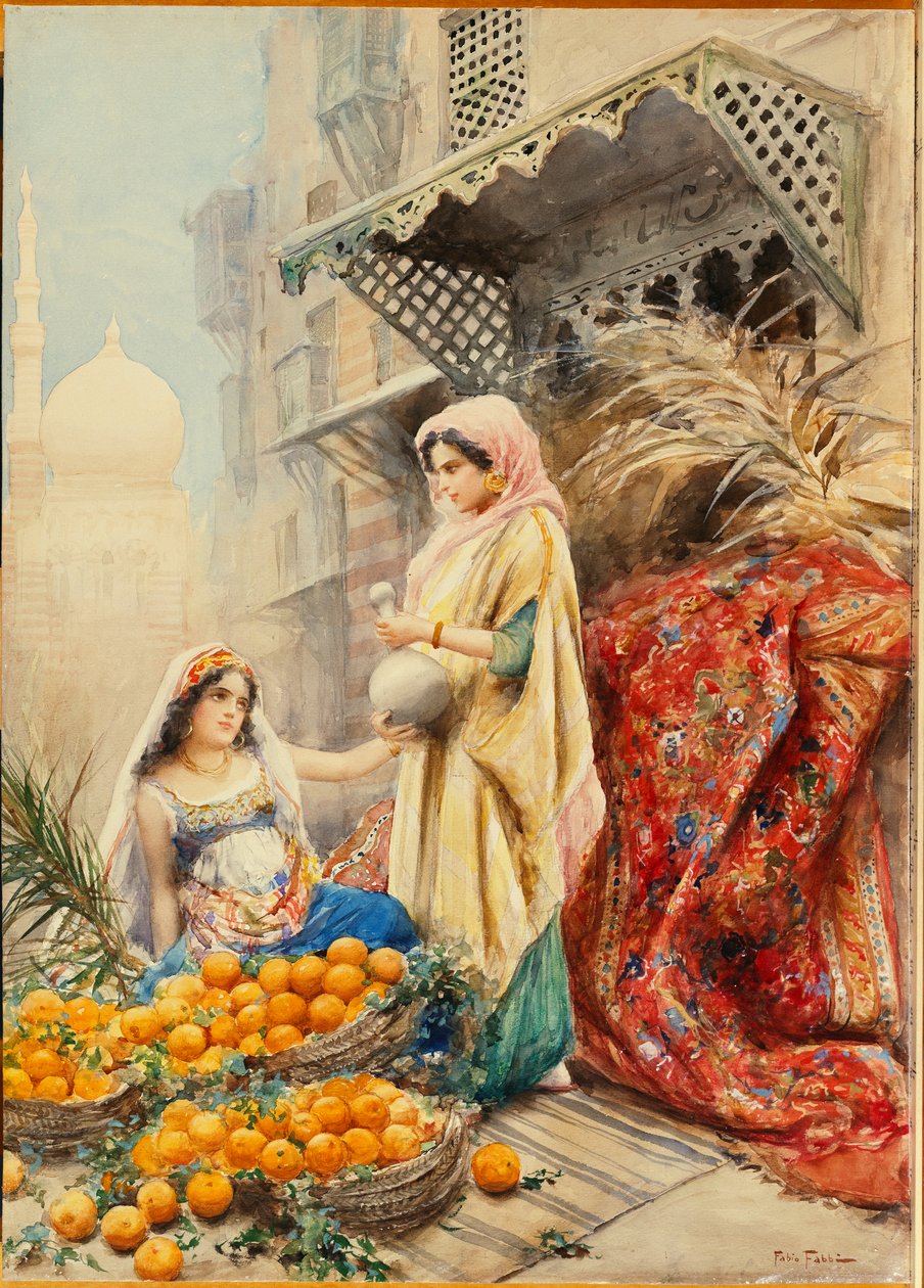 The Orange Seller (akvarell på papir) av Fabio Fabbi