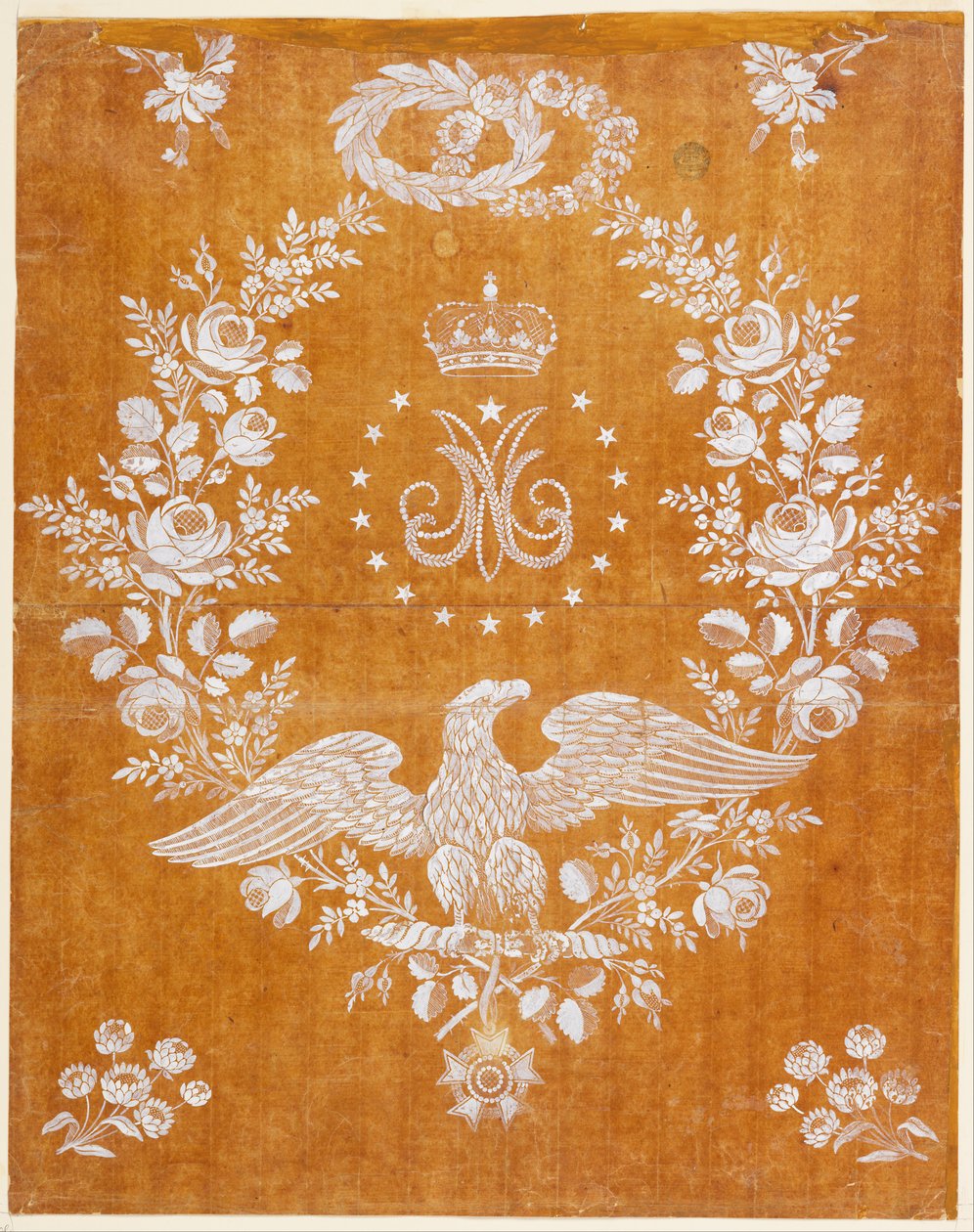 Broderidesign til minne om ekteskapet til Napoleon I og Marie-Louise av Fabrique St. de Ruf